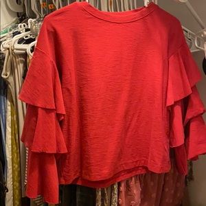 H&M Ruffle Quarter Sleeve Sweatshirt